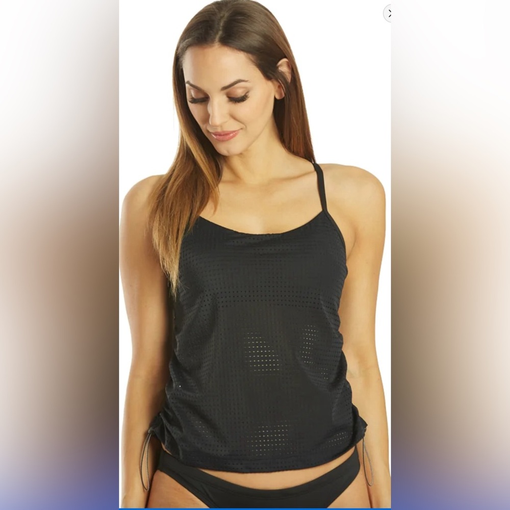 NEW Nike Essential Layered Tankini Top in Black size Small NWT